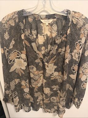 Black Floral V-Neck Blouse
